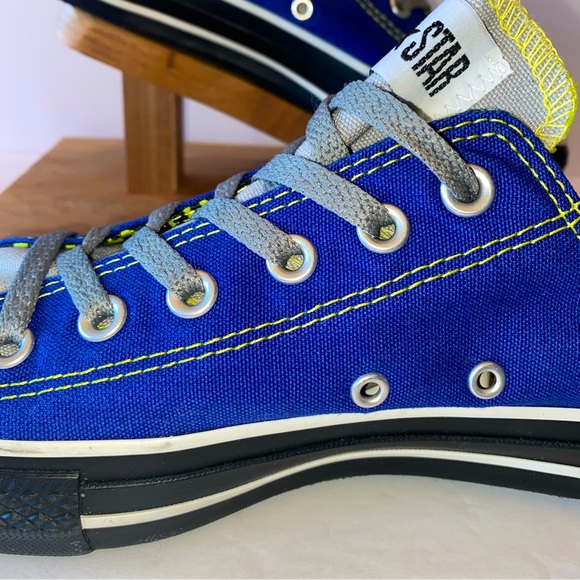 Converse All Star Ox Sneaker 9 Blue with Black Soles and Yellow Trim Wild Thing - Picture 3 of 13